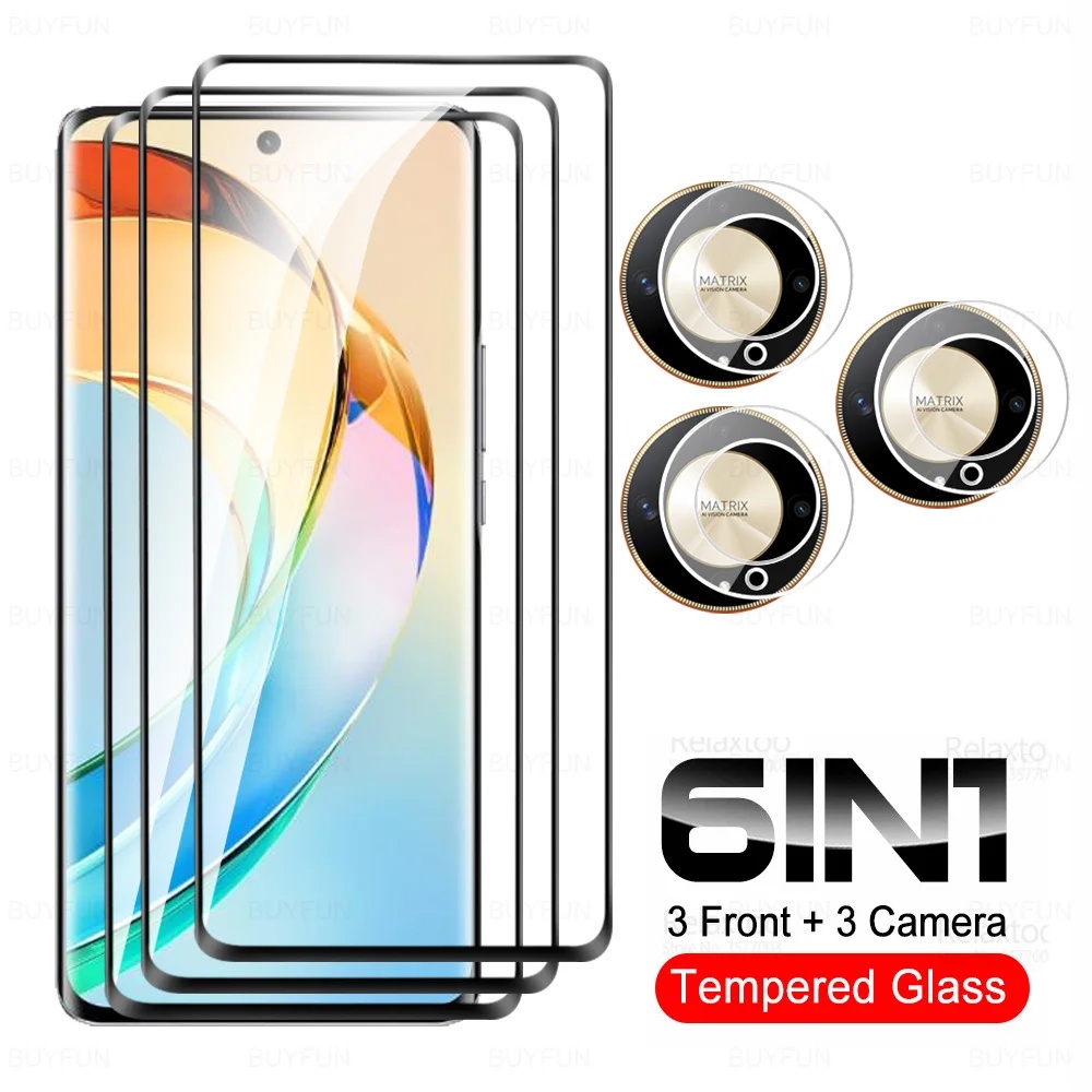 6in1 ฟิล์มกระจกนิรภัยกันรอยหน้าจอ ทรงโค้ง พรีเมี่ยม สําหรับ Honor X9b 5G Honer X 9b X9 X 9 B HonorX9