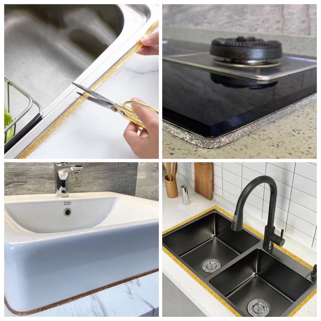 ❤ เทปยางแนว กันน้ำ ยาแนว แต่งขอบ สติ๊กเกอร์กันน้ำ เทปกาวกันน้ำ ยาว 6 เมตร ติดขอบอ่าง ชักโครก ห้องน้ำ ห้องครัว ❤ - รูปที่ 4