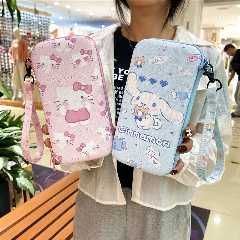 กระเป๋าถือ กระเป๋าสตางค์ ใส่โทรศัพท์มือถือได้ ลาย Cinnamoroll Hello kitty น่ารัก ขนาดใหญ่ แบบพกพา