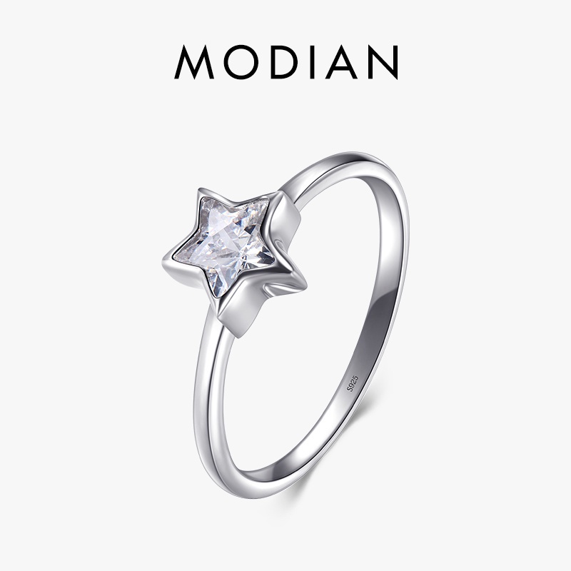 Modian ใหม่ แหวนเงินแท้ 925 ประดับเพทาย รูปดาว เรียบง่าย หรูหรา เครื่องประดับแฟชั่น สําหรับผู้หญิง 2022