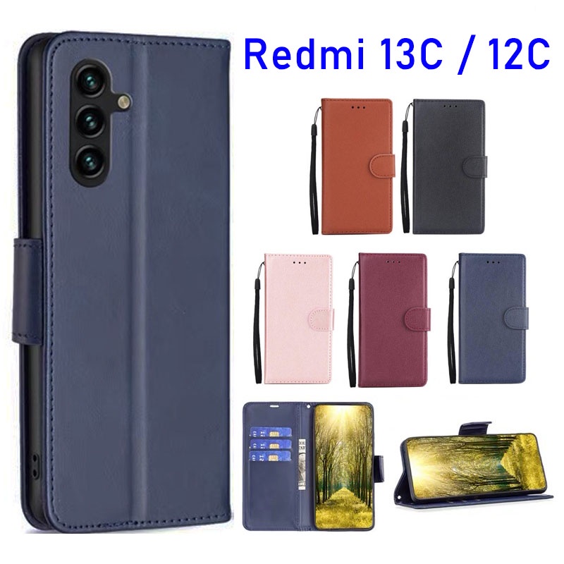 (ราคาส่ง) Redmi 13C / Redmi 12C เคสฝาพับ ตั้งได้ ล็อคได้ สำหรับ XIAOMI เคสกันกระแทก Redmi13C Redmi12