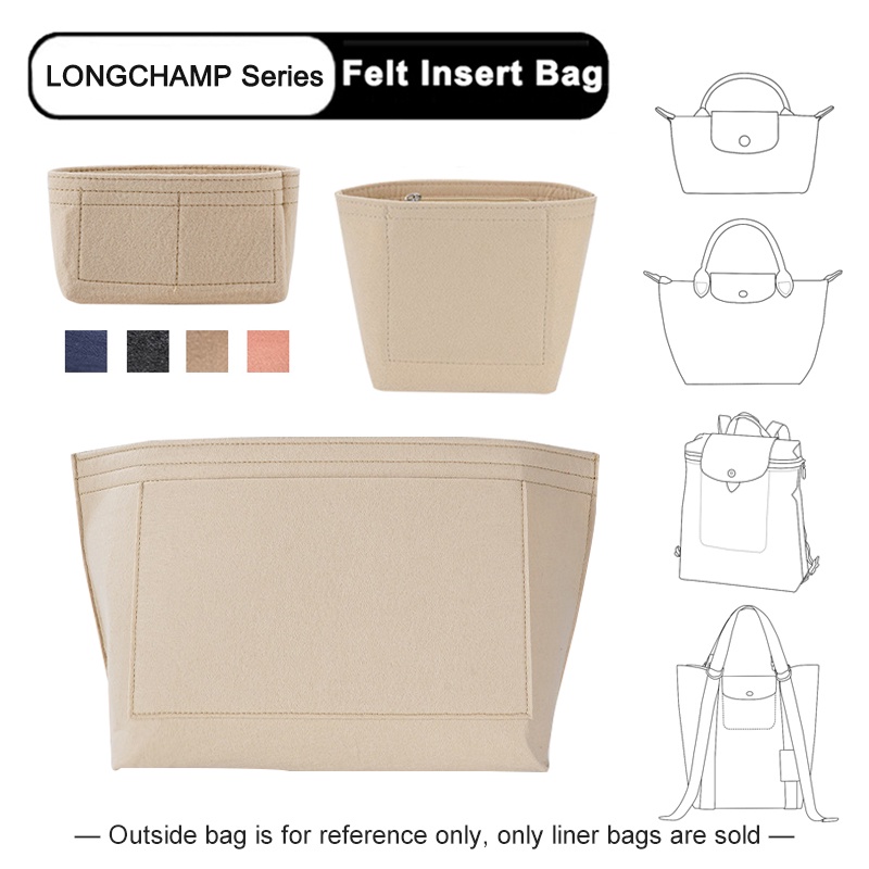 Evertoner กระเป๋าถือ กระเป๋าเครื่องสําอาง ผ้าสักหลาด ขนาดเล็ก แบบพกพา สําหรับ Longchamp Series S M L