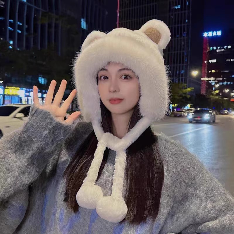 COD หมวกขนหัวหมี แต่งหูหมีน่ารัก แฟชั่นฤดูหนาว สําหรับผู้หญิง
