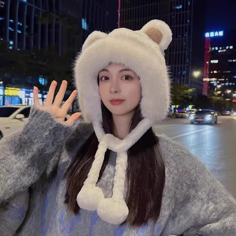 COD หมวกขนหัวหมี แต่งหูหมีน่ารัก แฟชั่นฤดูหนาว สําหรับผู้หญิง