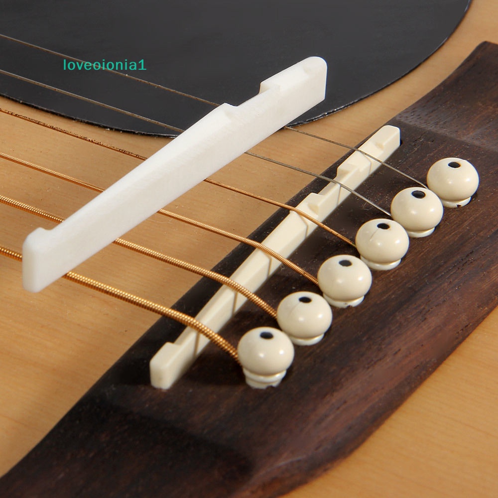 LOV Ivory Buffalo Bone Bridge และ Slotted Nut สําหรับ 6 สายกีต้าร์โปร่ง