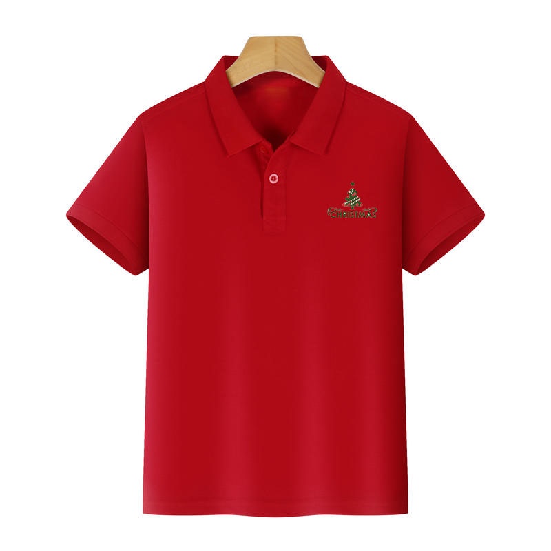 เสื้อโปโลแขนสั้น ผ้าฝ้าย แบบนิ่ม ลายคริสต์มาส สําหรับครอบครัว และแม่ และลูก