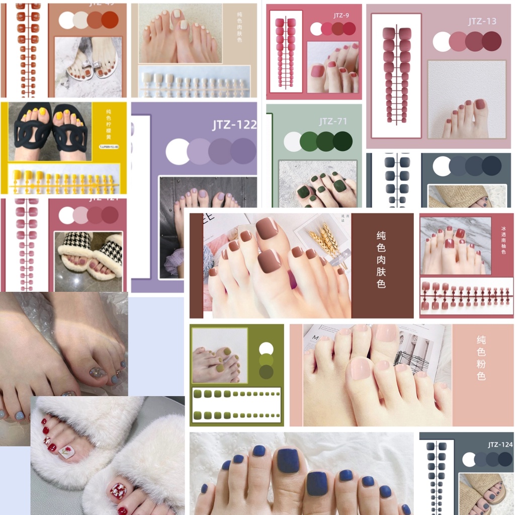 สติกเกอร์ติดเล็บนิ้วเท้า กันน้ํา สีขาว แวววาว และฝ้า 24 ชิ้น ต่อกล่อง สติกเกอร์ติดเล็บ มีให้เลือกหลายสไตล์