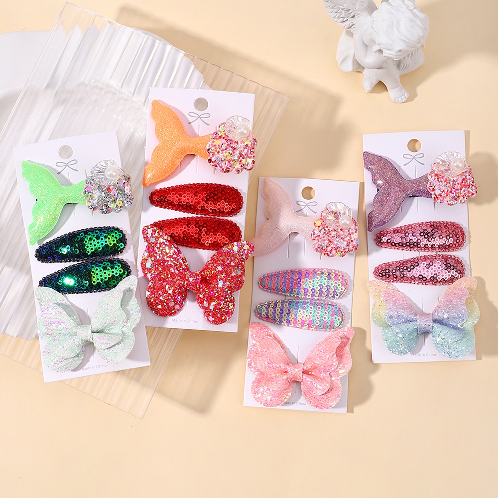 4 ชิ้น / เซต เด็กผู้หญิง เลื่อม หางปลา ผีเสื้อ กิ๊บติดผม เด็ก BB กิ๊บติดผม เด็กทารก ที่คาดผม ของขวัญ