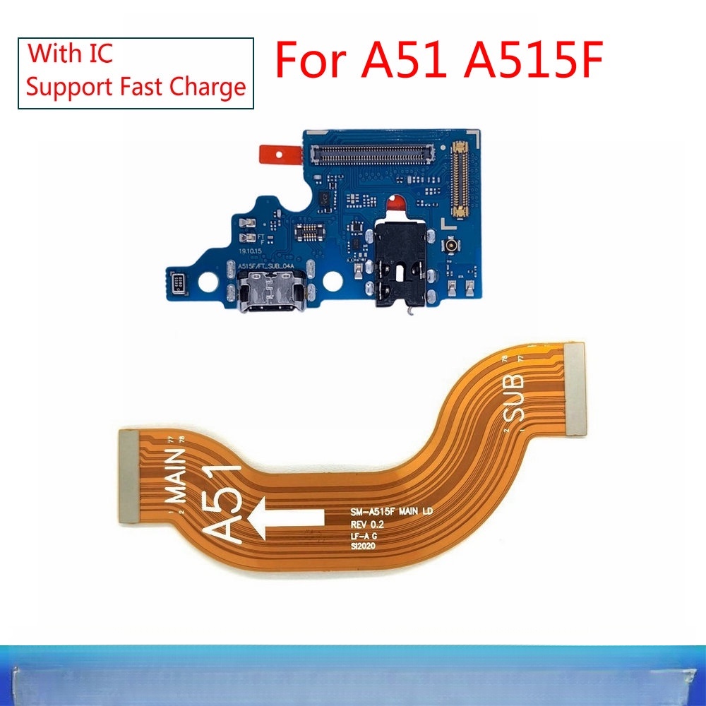 บอร์ดชาร์จสําหรับ Samsung A51 A515F บอร์ด USB แท่นชาร์จพอร์ตขั้วต่อ Flex Cable หลัก Flex
