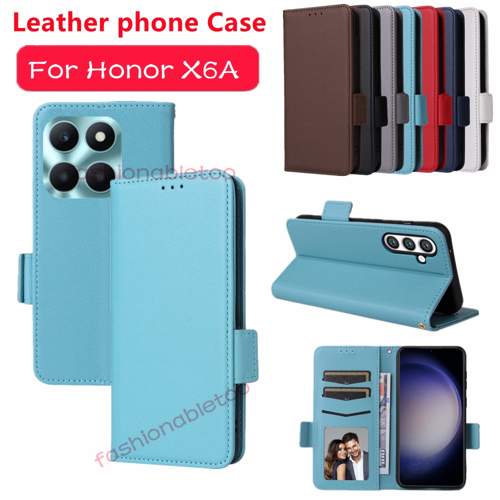 เคสโทรศัพท์มือถือหนัง ฝาพับแม่เหล็ก กันกระแทก พร้อมช่องใส่บัตร สําหรับ Honor X8B X8A X6A X6s X 8B X 8A X 6A X 6s HonorX8B HonorX8A HonorX6A HonorX6s 4G 5G 2023 ราคา ถูกที่สุด ดีลบีเคเค รูปภาพหลัก