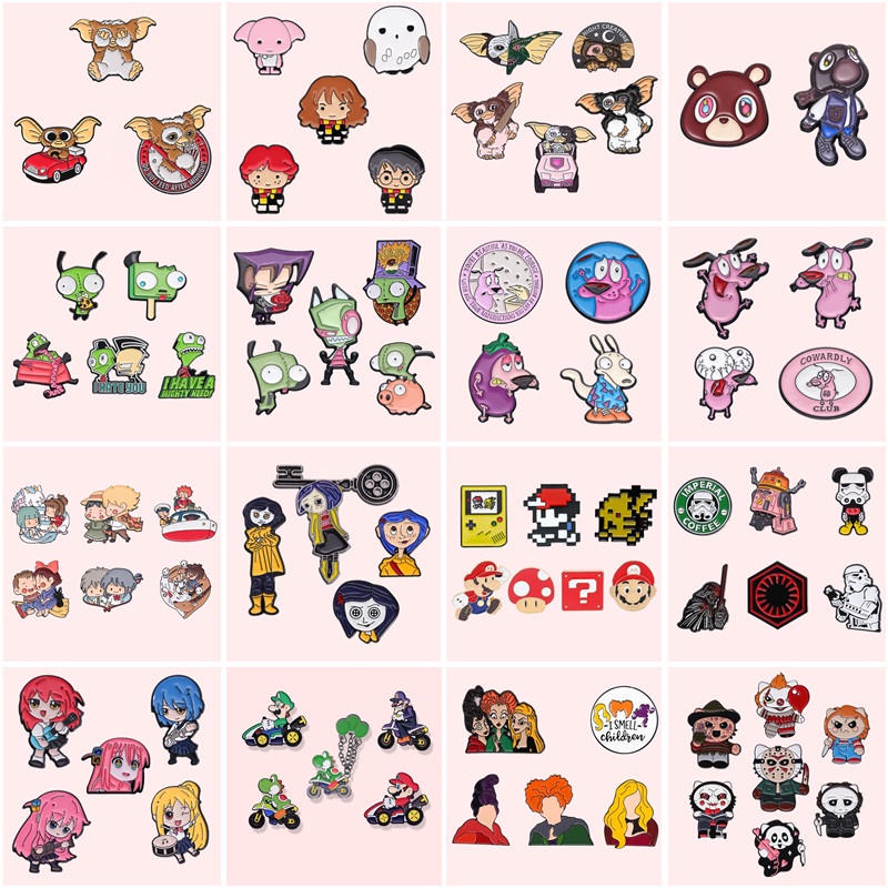 เข็มกลัด รูปการ์ตูนอนิเมะ Spirited Away Enamel Pin Cowardly Dog Baby Yoda Alien สําหรับติดกระเป๋าเป้สะพายหลัง 2-7 ชิ้น ต่อชุด