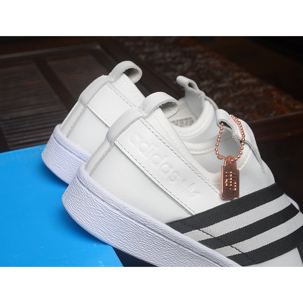 Adidas Superstar Slip-On Shoes หัวเปลือกหอย/ขาว/ดำ/คู่ รองเท้า true