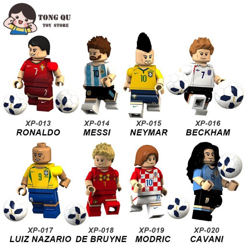 Football Star Minifigures Neymar Ronaldo Building Block ของเล ่ นคอลเลกชันเครื ่ องประดับ mini Model ของขวัญ