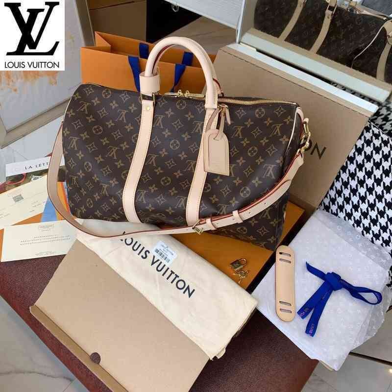 หลุยส์วิตตอง Louis Vuitton lv กระเป๋า m41418 keepall bandouliere 45 เดินทางผู้หญิงกระเป๋าถือกระเป๋าสะพายกระเป๋าถือกระเป๋