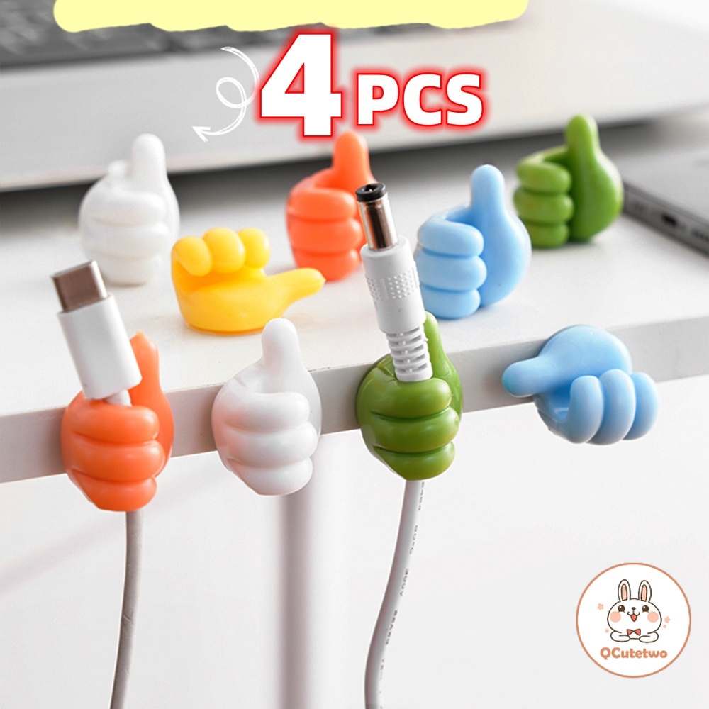 คลิปตะขอแขวนสายเคเบิล USB 4 ชิ้น สําหรับแขวนหูฟัง เมาส์ ในรถยนต์ ห้องครัว ห้องน้ํา