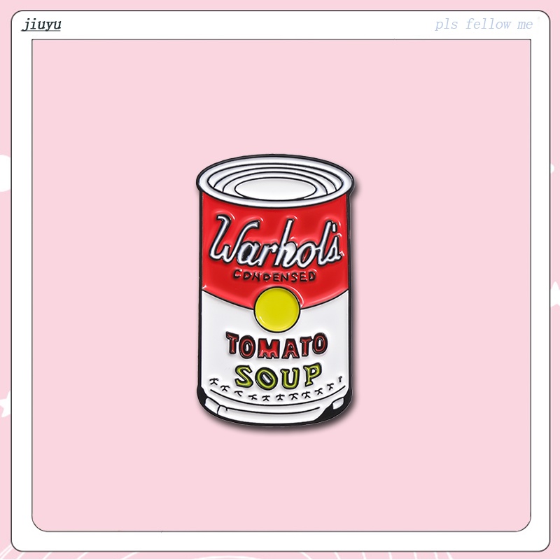 Andy Warhol เข็มกลัดโลหะ รูปมะเขือเทศขัน ซุป เครื่องประดับแฟชั่น สําหรับเสื้อผ้า หมวก กระเป๋าเป้สะพายหลัง ของขวัญ
