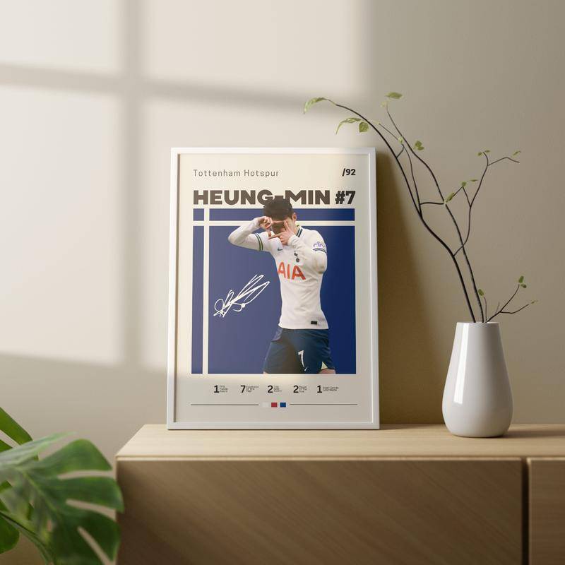 โปสเตอร์ลูกชาย Heung-min, Tottenham Hotspur, พิมพ์ผ้าใบฟุตบอล, โปสเตอร์กีฬาฟุตบอล, สําหรับพัดลม, ศิลปะผนัง
