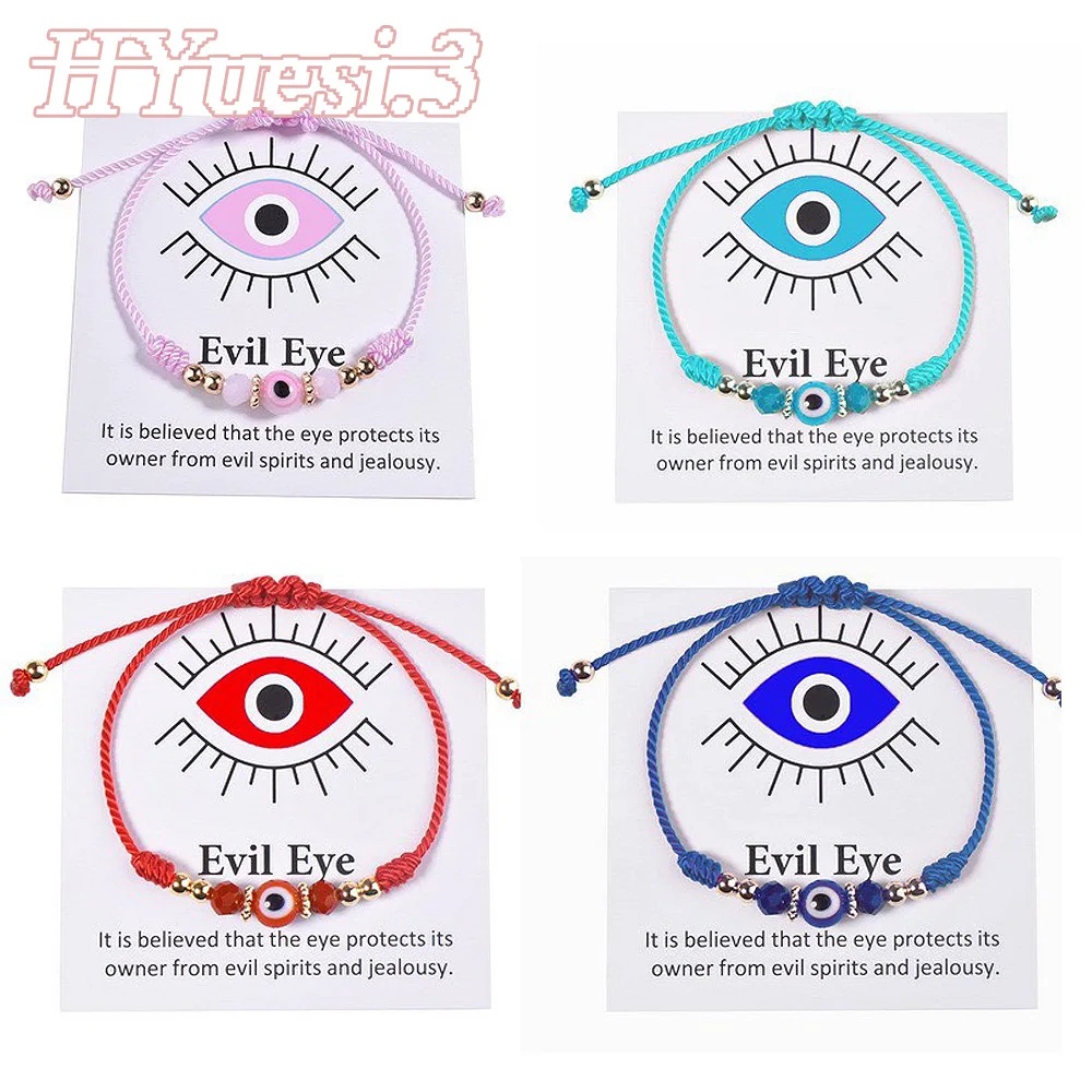 Lucky Blue Evil Eye สร้อยข้อมือคู่ แฮนด์เมด ปรับได้ เชือกถัก ลูกปัด สร้อยข้อมือ สําหรับผู้หญิง ผู้ชาย มิตรภาพ เครื่องประดับของขวัญ