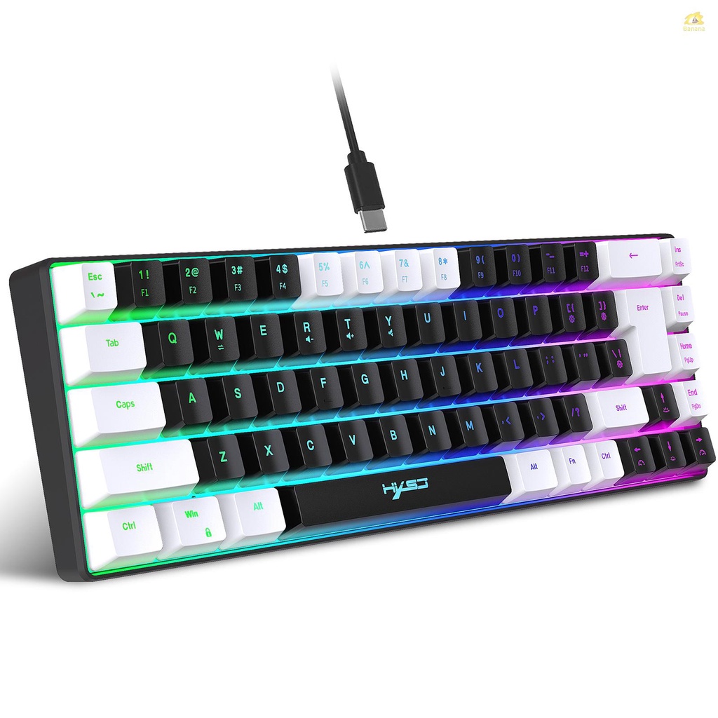 Banana_pie HXSJ V200 คีย์บอร์ดเล่นเกม แบบใช้สาย K68 RGB 19 คีย์ ไร้ความขัดแย้ง สําหรับเล่นเกม ออฟฟิศ