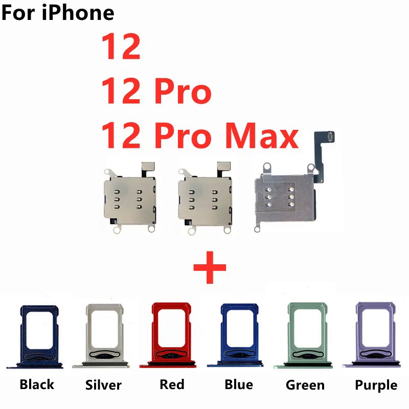 Dual Sim Card Reader Connector Flex Cable Ribbon สําหรับ iPhone 12 Pro Max Sim Card ถาดสล ็ อตผู ้ ถ