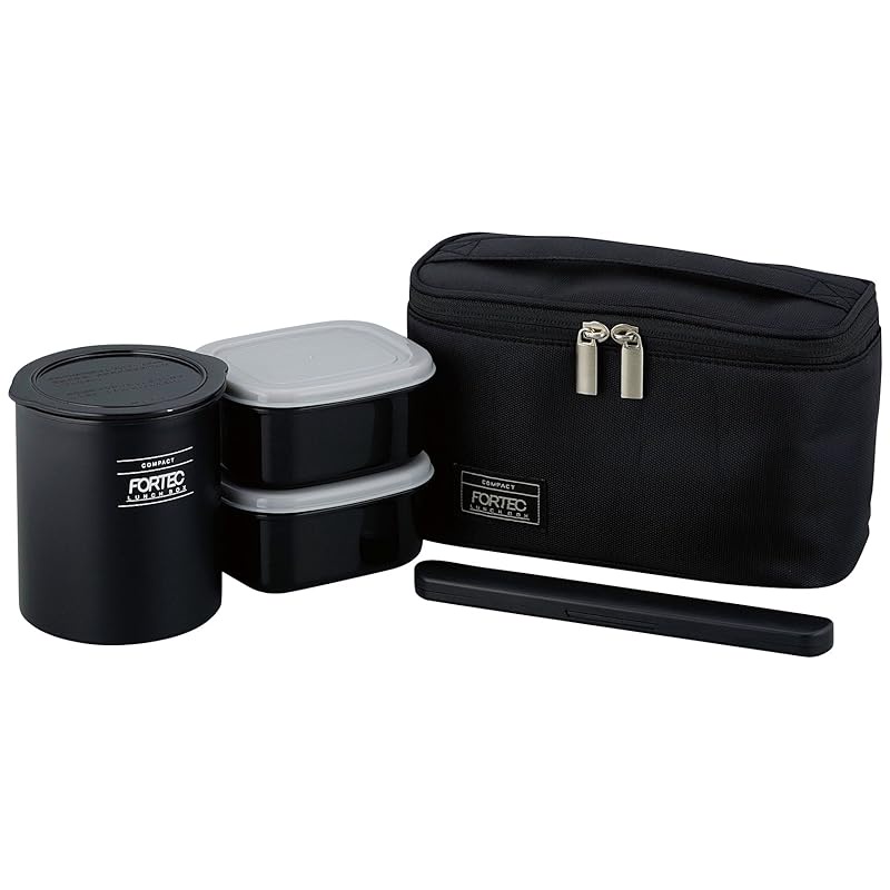 WAHIRA FLAISE Bento Box, gohan, side dish, Fortec Lunch, 640ml, black, slim type, insulated, with case FLR-8161