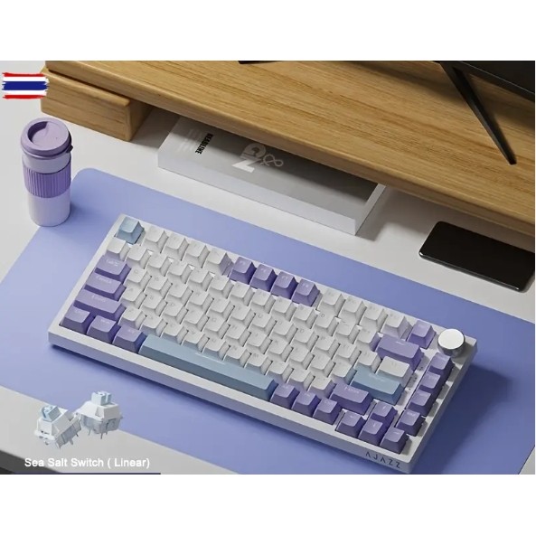 Ajazz AK820 BLACK/white /Switch 82Key Gasket Hotswap Wired Mechanical Keyboard รัประกันสินค้า 1 year