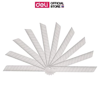 ใบมีดคัตเตอร์ Deli ใบมีด (จำนวน 10 ใบ/กล่อง) คัตเตอร์ ใบมีดเหล็กอย่างดี แข็งแรง คมทน ไม่เป็นสนิม