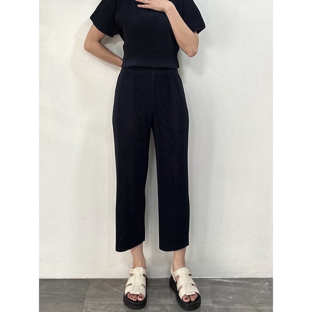 ยาว 33.5นิ้ว 2MUAY รุ่น GJO11209 กางเกงพลีทผ้าหนา THICK STRAIGHT LEG PLEATED PANTS 10 สี FREE SIZE