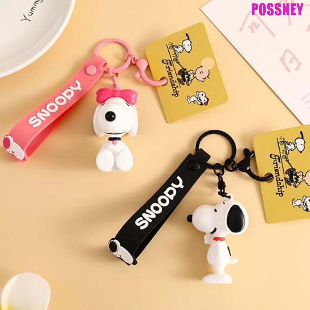 Possney Snoopy พวงกุญแจ PVC, อุปกรณ์เสริมกุญแจการ์ตูน Snoopy จี้ห้อยกระเป๋า, กระเป๋าเป้สะพายหลังตกแต่งสัตว์สีดํากระเป๋านักเรียนเครื่องประดับ Snoopy ตุ๊กตาสุนัขพวงกุญแจนักเ