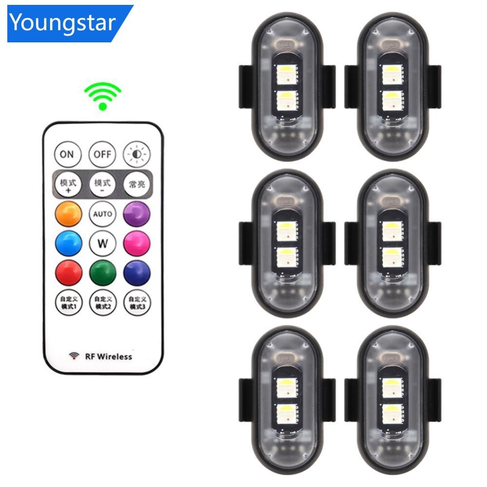 FYY Universal รถจักรยานยนต์ RGB ไฟ LED Strobe พร้อมตัวควบคุมสัญญาณไฟ LED ตําแหน่งแฟลชไฟเตือนไฟไร้สาย