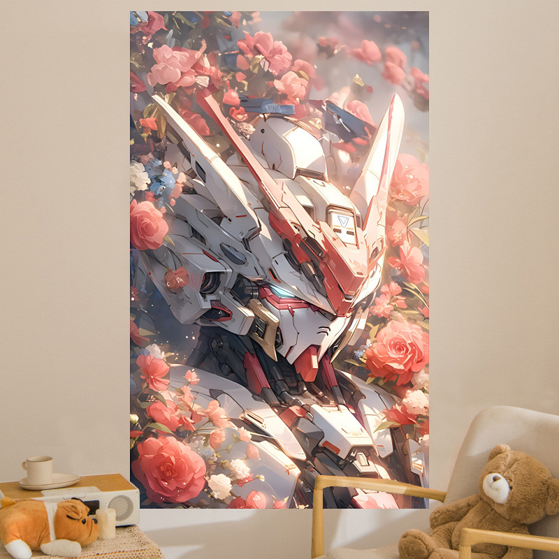 ผ้าใบตกแต่งผนังอนิเมะแนวตั้ง Gundam Mobile Suit ผ้าแขวนพื้นหลัง ผ้าพื้นหลังห้อง ผนังห้องนอน