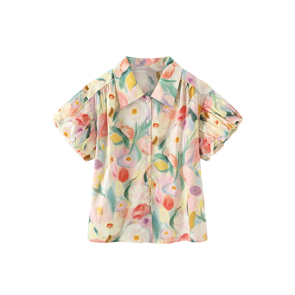 เสื้อครอปแขนตุ๊กตาลายดอกไม้ แฟชั่นผู้หญิง thumbnail 10