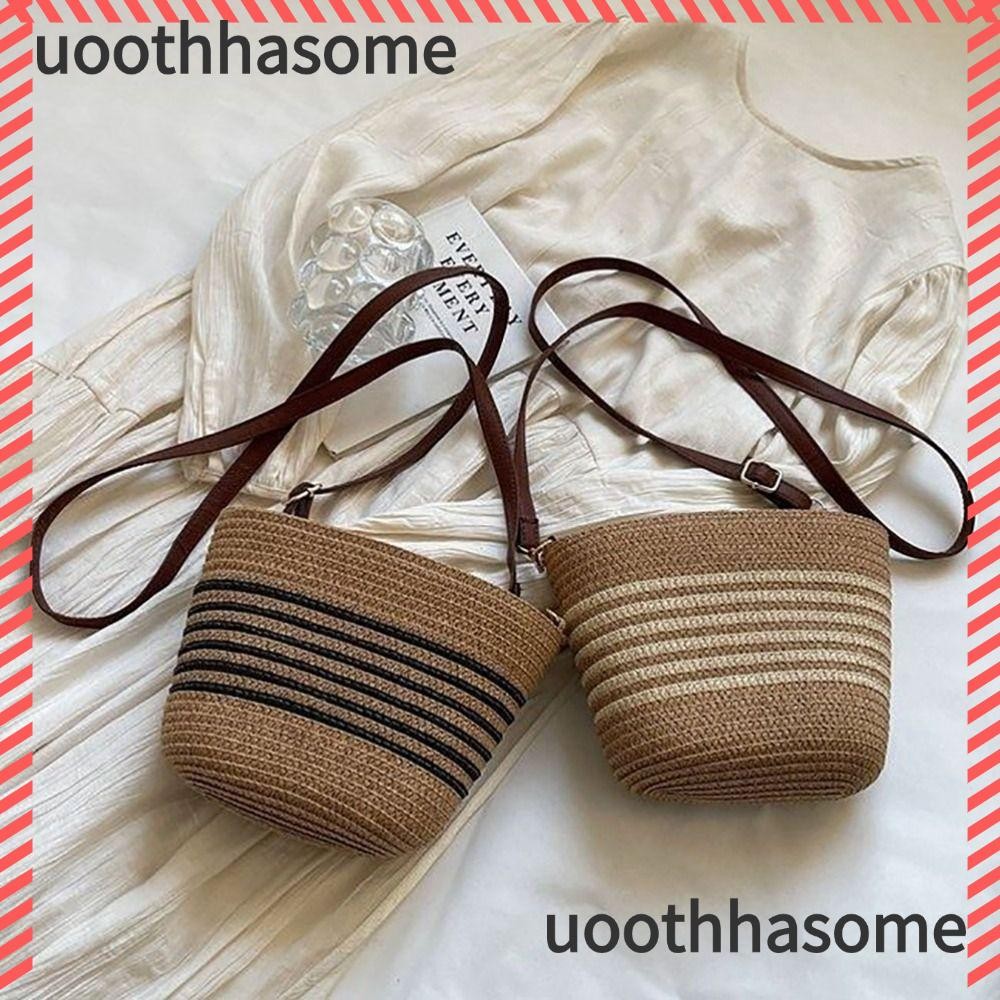Uothhasome ผู้หญิง Totes กระเป๋า,ทอฟางกระเป๋าสะพาย, Casual Zipper ความจุขนาดใหญ่ Handmade Vacation Beach Bag Girl