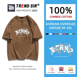 Trendsir "พร้อมส่ง】เสื้อยืดคอกลม แขนสั้น ผ้าฝ้าย 100% พิมพ์ลาย สไตล์เรโทร ใส่สบาย แฟชั่น สําหรับผู้ชาย และผู้หญิง