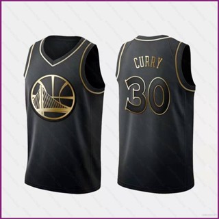 เสื้อกีฬาแขนกุด ลายทีม NP2 Golden State Warriors NBA Jersey Curry 30 สไตล์เรโทร คลาสสิก สีดํา สีทอง PN2