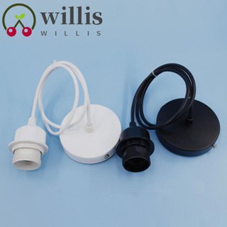 Willis ซ็อกเก็ตโคมไฟ E27 ทนความร้อนสูง สีขาว ดํา พร้อมสายเคเบิลแขวน อุปกรณ์เสริม สําหรับห้องนอน