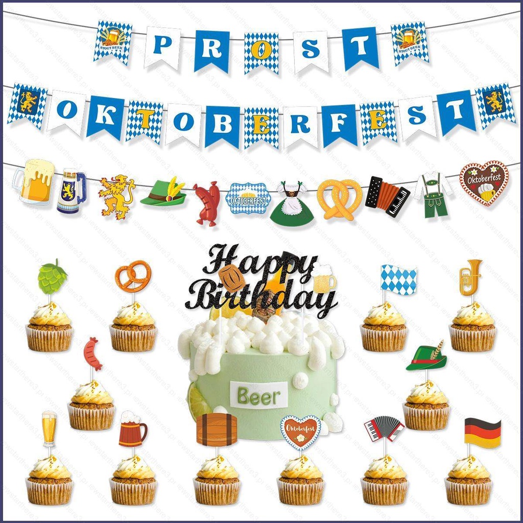 Ye ธงแบนเนอร์ ลาย The Munich Oktoberfest สําหรับตกแต่งเค้ก เบียร์ ปาร์ตี้