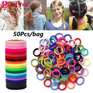 Lveror 50 ชิ้น / ล็อต ยางรัดผม ยืดหยุ่น เครื่องประดับผม ไนลอน ไม่เสียหาย Scrunchies