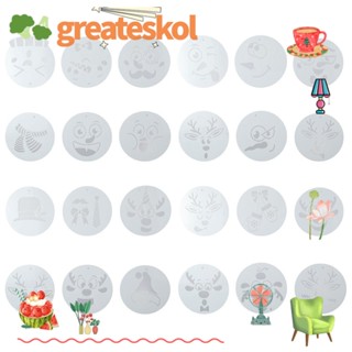 Greateskol แผ่นแม่แบบฉลุลาย รูปกวาง สโนว์แมน สีขาวโปร่งแสง 4 นิ้ว สําหรับวาดภาพ ตกแต่งคริสต์มาส หน้าหนาว 25 ชิ้น