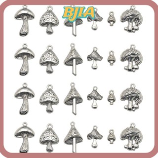 Bja จี้รูปเห็ดอัลลอย สีเงิน 6 แบบ สําหรับทําเครื่องประดับ DIY 60 ชิ้น