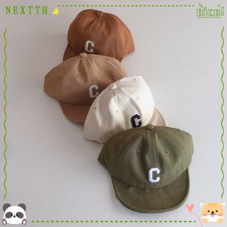 Nextth หมวกเบสบอล ผ้าฝ้าย แบบนิ่ม ปรับขนาดได้ ลายตัวอักษร C สไตล์เกาหลี สําหรับเด็ก