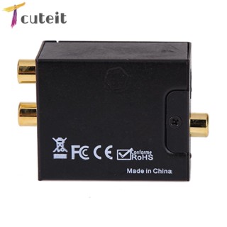 Tcuteit ออปติคอลไฟเบอร์ดิจิทัล 96 KHz โคแอกเชียล Toslink เป็นอะนาล็อก 2 ช่อง DC 5V 1A 24-Bit