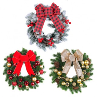 ⚡XMAS⚡Christmas Wreath 30cm/11.81in Artificial Christmas Bow Garland Good Gift