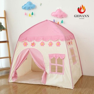 Giovanni เต็นท์บ้านเด็กเล่น ดอกไม้ แบบพกพา ทนทาน บ้าน Teepee ขนาดใหญ่ พับได้ เต็นท์บ้าน สีชมพู สร้างสรรค์ ครอบครัว เล่น