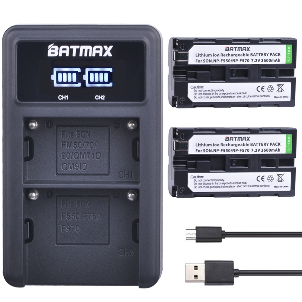 2600mAH NP-F550 NP-F570 Li-ion Battery + LCD USB Charger for Sony NP-F330 NP-F530 NP-F570 NP-F730 NP