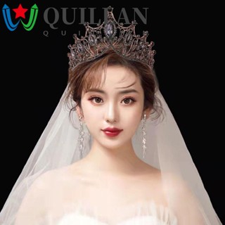 Quillan ที่คาดผม มงกุฎ ประดับคริสตัล เพทาย หรูหรา สไตล์เกาหลี สําหรับผู้หญิง