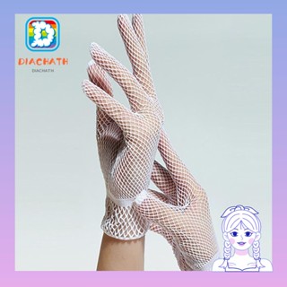 Diachath ถุงมือตาข่าย ลูกไม้ สีขาว สีดํา สําหรับปาร์ตี้ งานแต่งงาน งานราตรี