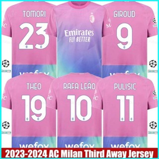 เสื้อกีฬาแขนสั้น ลายคอมมิก 2023-2024 AC Milan Third Away Giroud Pulisic Leao Tomori Theo Jersey สําหรับผู้ชาย และผู้หญิง