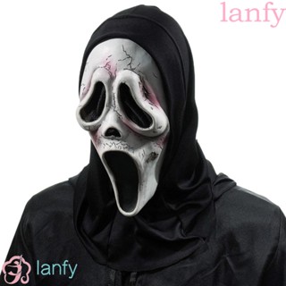 Lanfy หน้ากากผี หน้ากากสยองขวัญ สีดํา เรียบง่าย สร้างสรรค์ สําหรับตกแต่งปาร์ตี้ฮาโลวีน