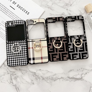 เคสโทรศัพท์มือถือหนัง พร้อมแหวนนิ้ว สําหรับ Samsung Z Flip4 Z Flip5 5G ZFlip 1 2 ZFlip3 ZFlip5 ZFlip3 ZFlip4